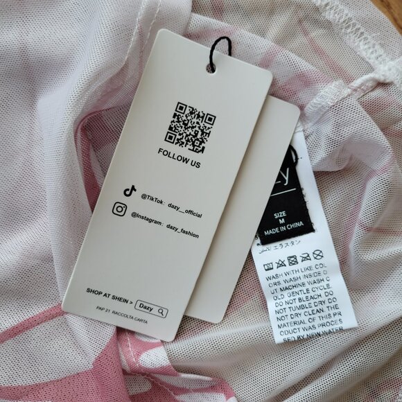 NWT Y2K Dazy Sheer Long Sleeve Top with Ruffle Wrist M Pink - Picture 10 of 15